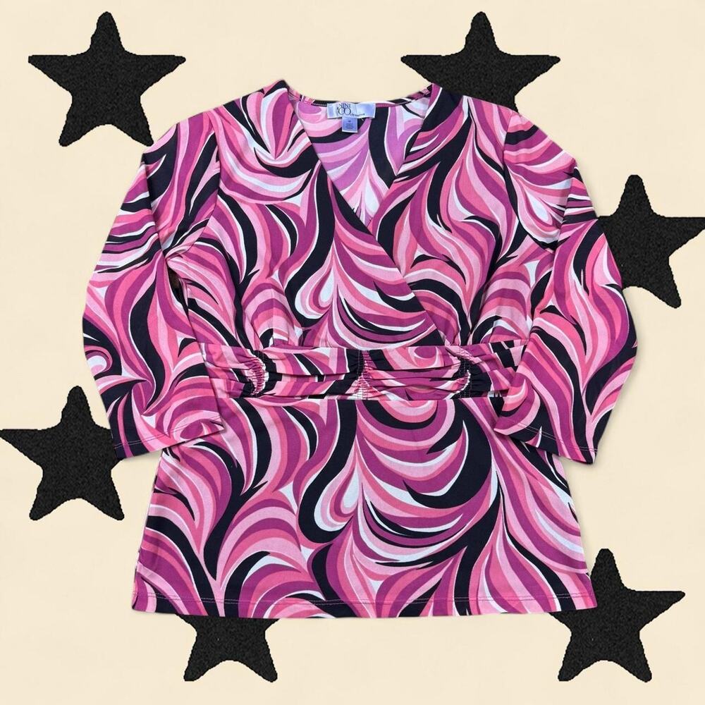 ★ Y2k swirl synched quarter sleeve blouse ★